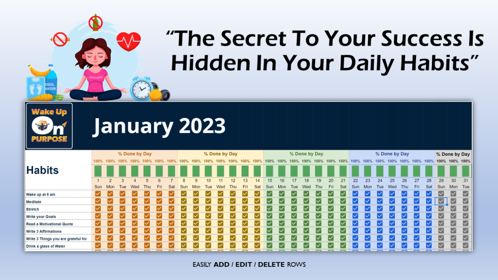 The Secret to your success is hidden in your daily habits - Build and Track your Habits On Purpose